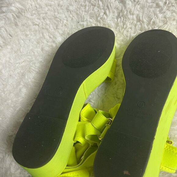 Liliana Barista-3 platform wedge Textile Neon Green Women's Sandals SZ11 - Picture 9 of 11
